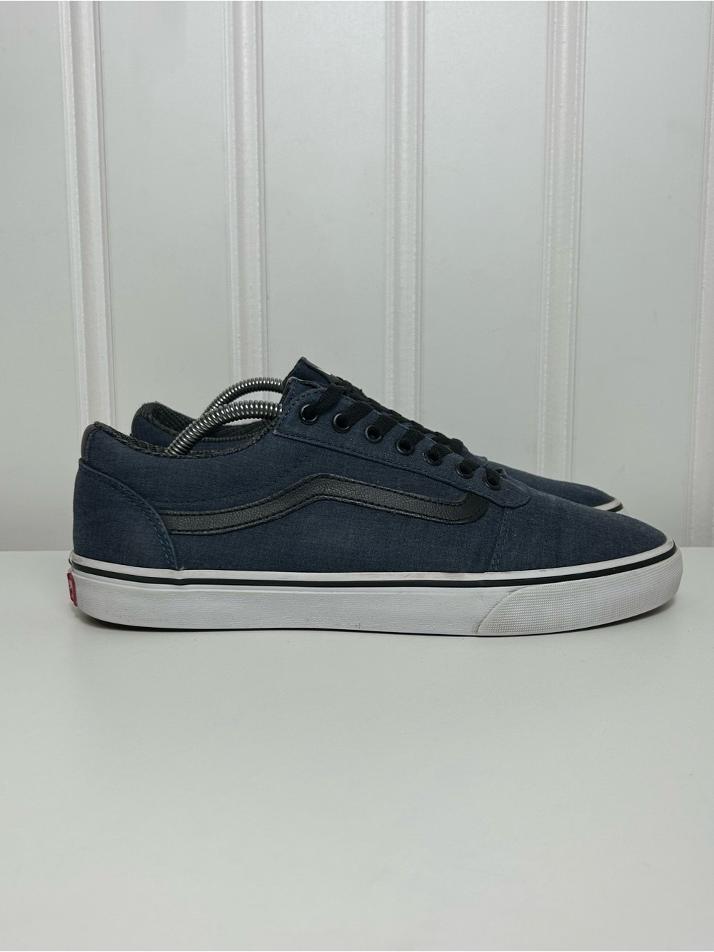 Vans ward deluxe flannel T&L Navy blue black white Canvas Low Sneakers men 11